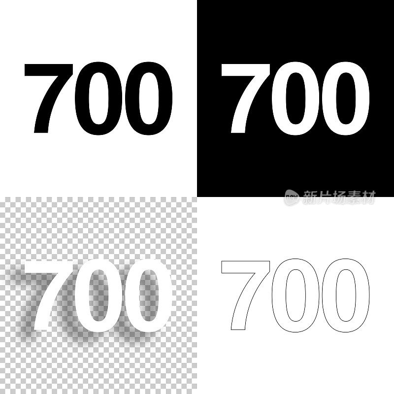 700 - 700。图标设计。空白，白色和黑色背景-线图标